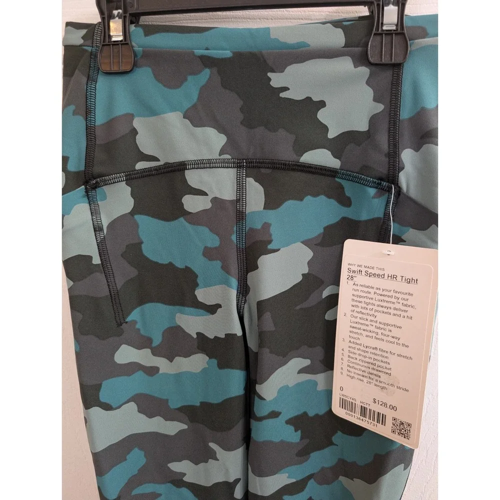 Lululemon Base Pace HR Tight Heritage 365 Camo Tidewater Leggings NWT -‎ Size 0